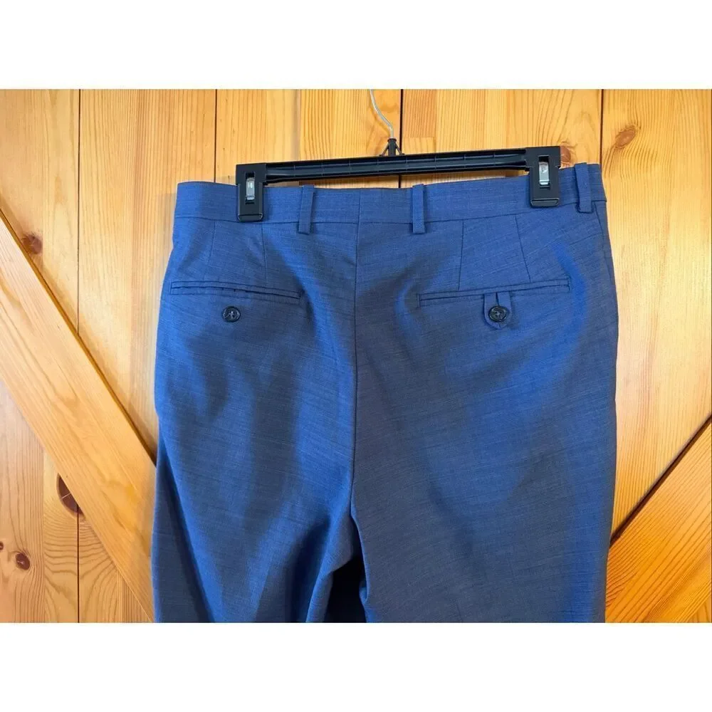 Cremieux Traveler Men’s Blue Chambray Wool Blend Dress Pants Size 32R (6740)